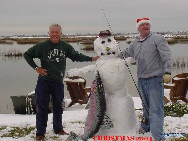 Theresa Moeller's sent this photo in of a fishing snowman.